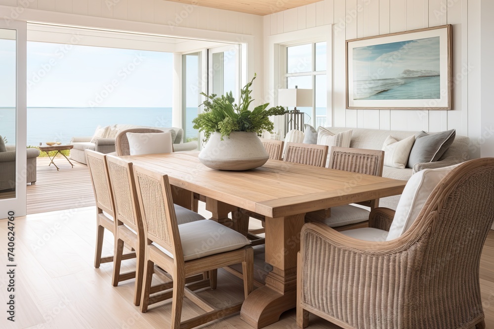 Coastal Style Living Rooms: Wooden Dining Table Designs Showcase