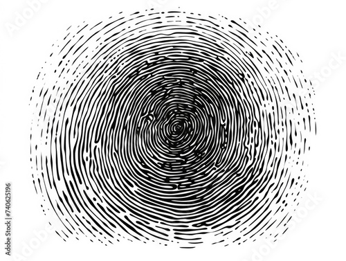 Fingerprint black and white illustration. Generative AI.