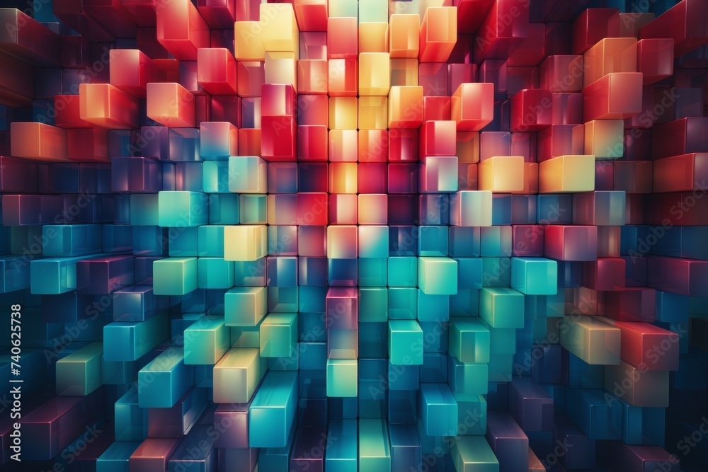 Abstract colorful pixelated background representing technology in the digital world with copyspace for text