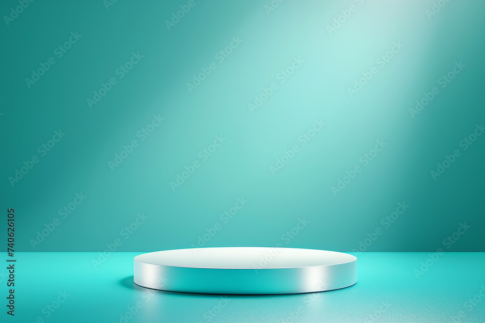 Showcase for product and cosmetic presentation. Round shine soft blue product podium in directional light. Mock up. Template. Copy space. Showcase for product and cosmetic presentation. Round shine soft blue product podium in directional light. Mock up. Template. Copy space.