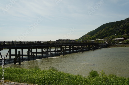 Togetsukyo Bridge, or Moon Crossing Bridge in spring, is located in Arashiyama , Kyoto in Japan.