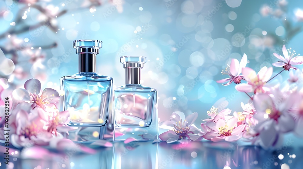 bottles of perfume - obrazy, fototapety, plakaty 