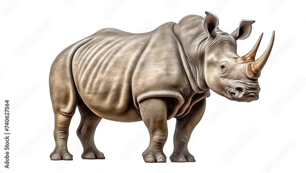 Rhino isolated on white transparent background