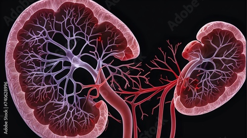 A medical illustration of a kidney