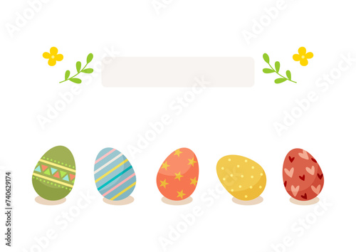 Various decorated Easter eggs. Easter celebration decoration elements design.
