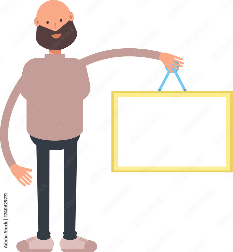 Beard Man Character Holding Blank Signage
Beard Man Character Holding Blank Signage