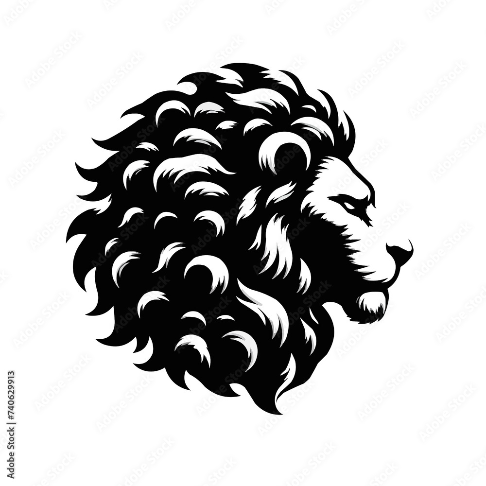Fototapeta premium lion head icon, vector style, icon, simple drawing, minimalism, on a white background