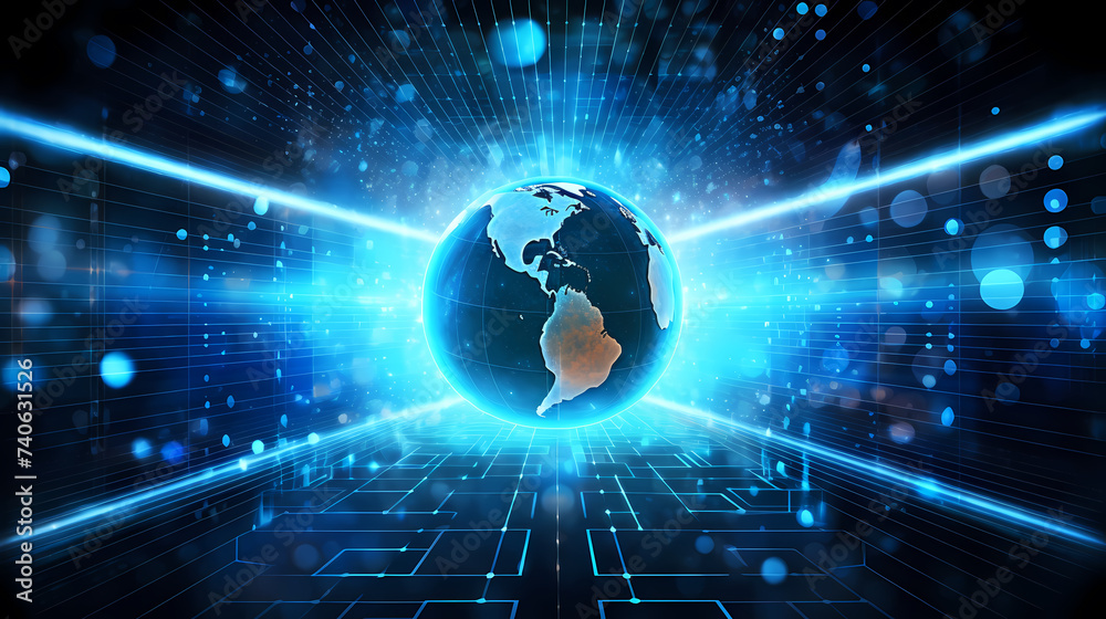 Obraz premium Artificial intelligence background, global business, internet network connection, internet of things, business intelligence concept