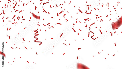 Red Confetti and Ribbon Background, Isolated on Transparent Background