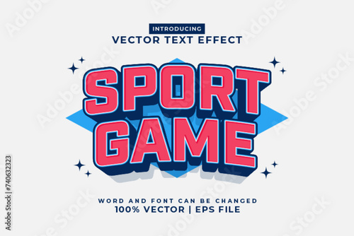 Editable text effect Sport Game 3d Cartoon template style premium vector