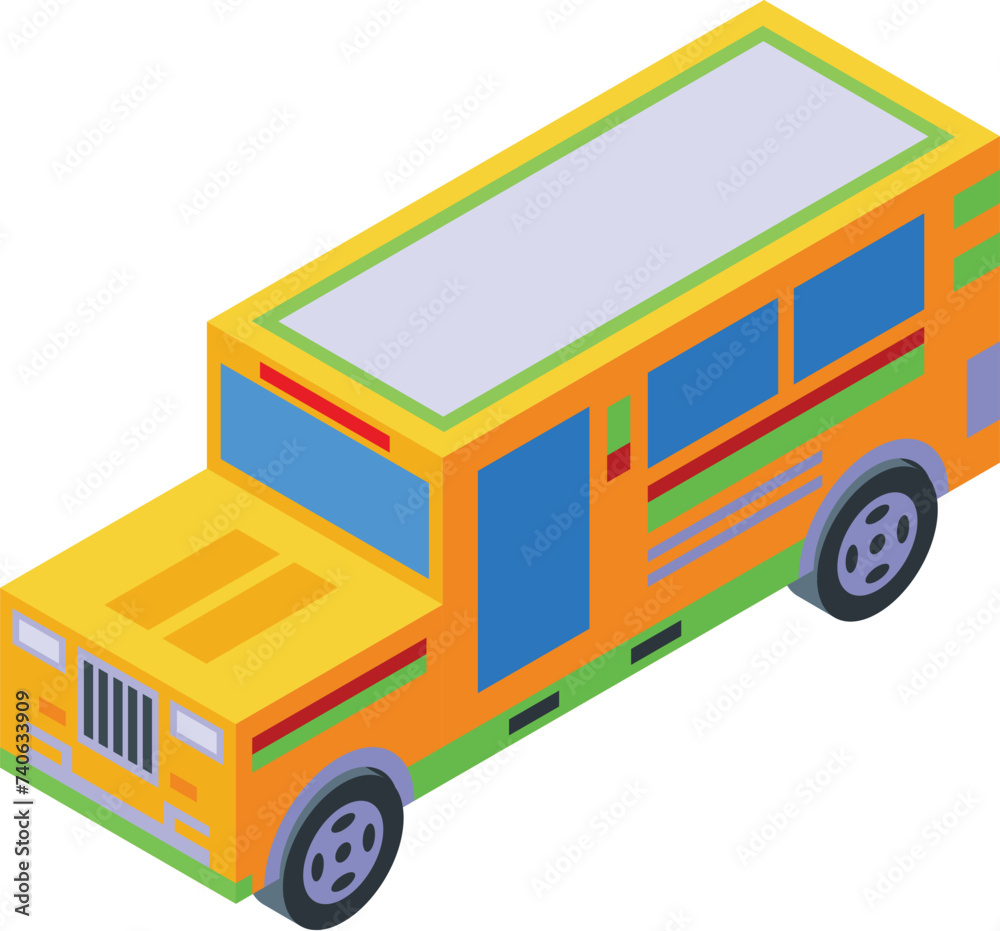 Travel jeepney icon isometric vector. Auto transport. Street public Travel jeepney icon isometric vector. Auto transport. Street public