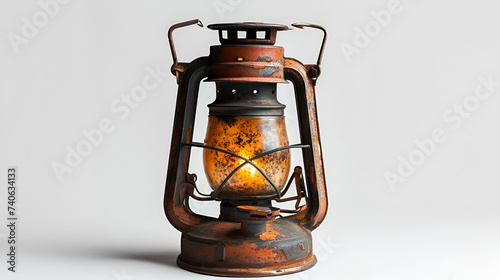 Old kerosene lamp isolated on white background, generative ai