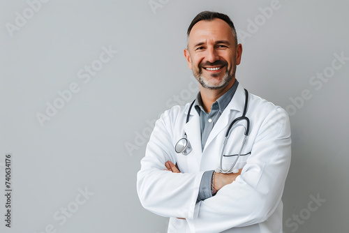 Portrait of Smiling male doctor isolated on white