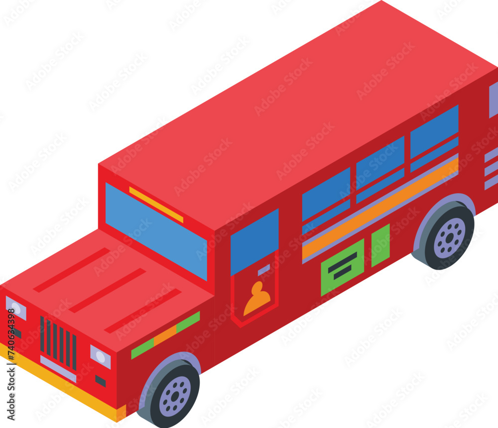 Automobile jeepney icon isometric vector. Vehicle public. Asian auto Automobile jeepney icon isometric vector. Vehicle public. Asian auto