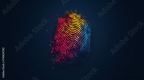 Fingerprint Icon Creative Design Colorful Black Identification Security Biometric Technology, Generative Ai
