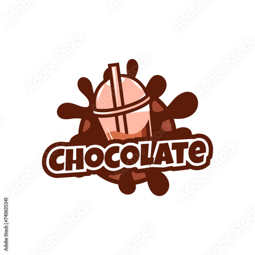 Chocolate drink logo icon concept illustration