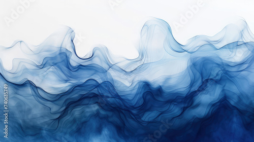 Fondo de pintura de acuarela abstracta color degradado azul oscuro con textura de líneas curvas fluidas y espacio en blanco para texto photo