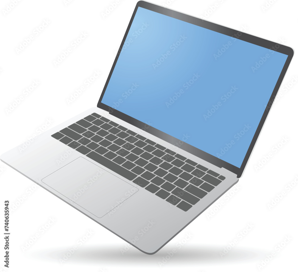 Isolated float laptop with empty space on white background illustration Isolated float laptop with empty space on white background illustration