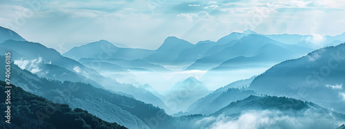 fog, nature, mountains, landscape, sky, mist, travel, hill, forest, beauty, blue, valley © Toey Meaong