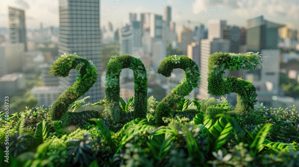 2025 Year Text Formed From Plants Symbolizing A Concept For Lower 1000 F 740636733