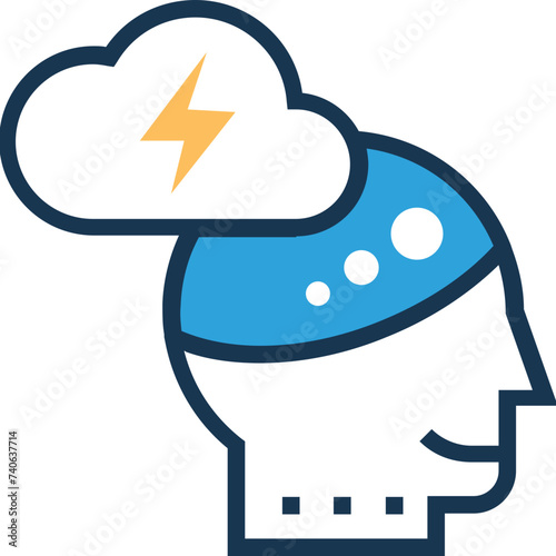 An icon of brainstorm flat vector 