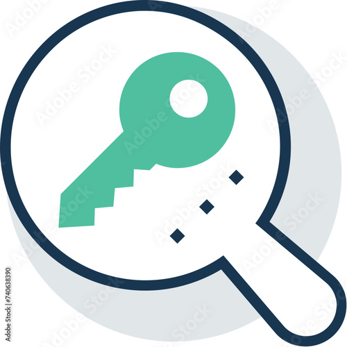 Flat icon denoting a keyword search 