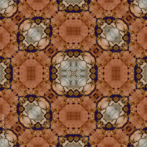 Seamless mandala pattern. Square woven texture
