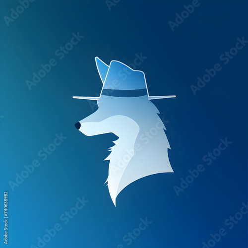 A logo illustration of a fox silhouette with a fedora on a blue background.