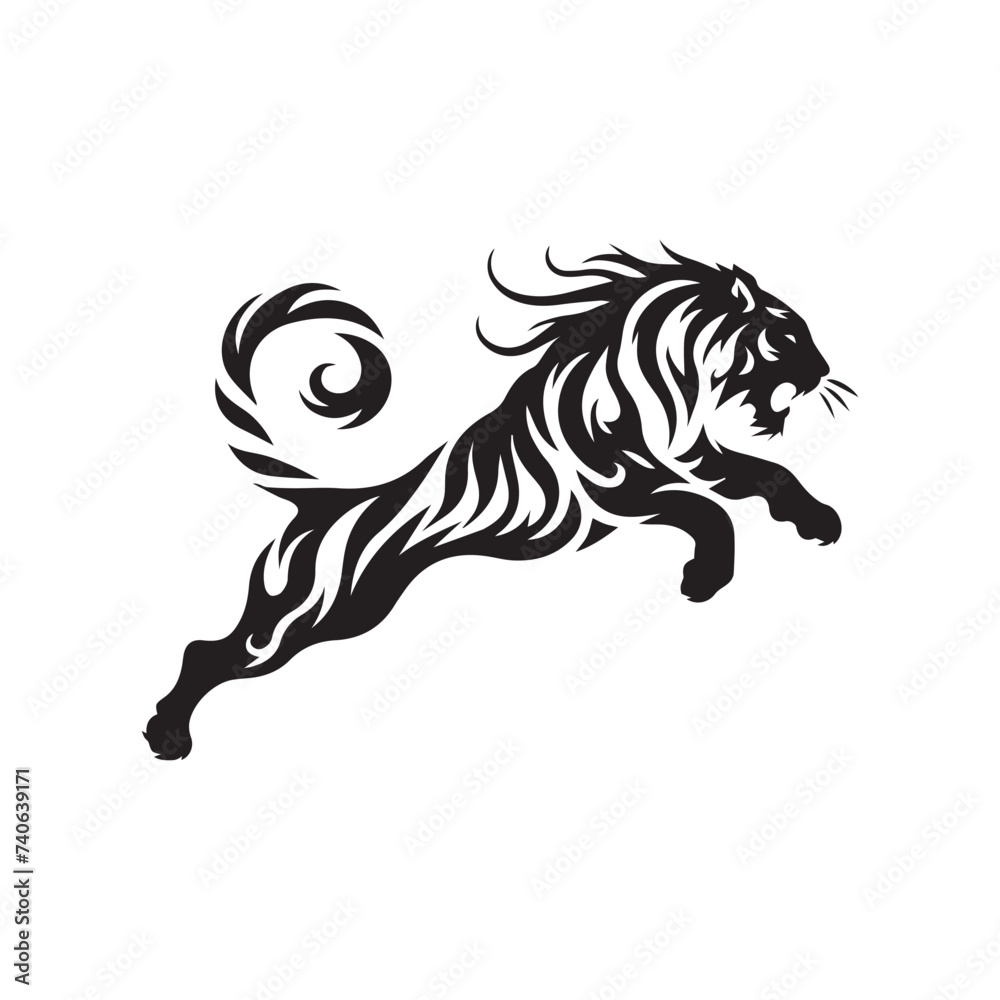 Fototapeta premium Roaring tiger logo design vector illustration