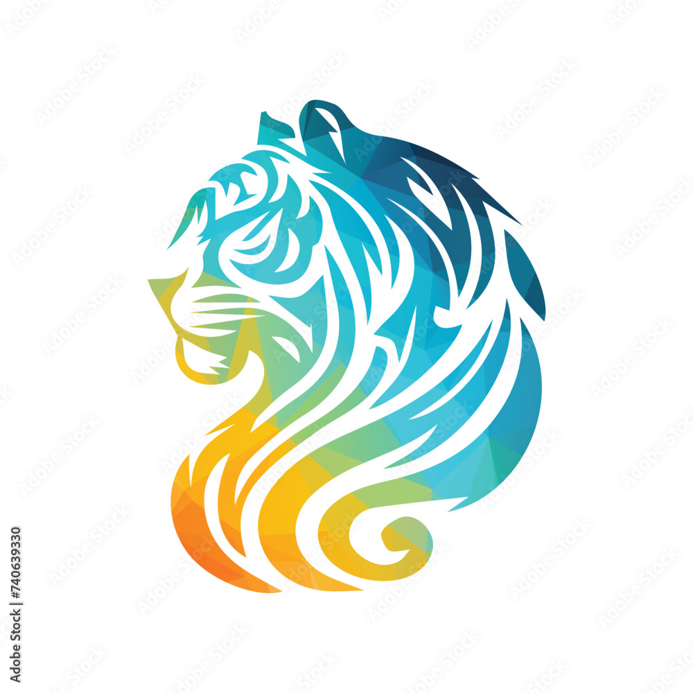 Fototapeta premium Roaring tiger logo design vector illustration