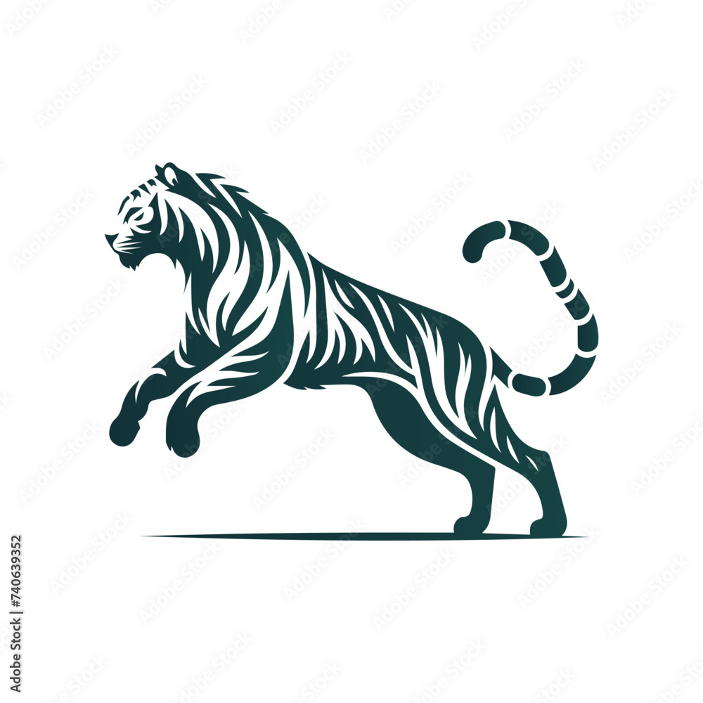 Obraz premium Roaring tiger logo design vector illustration