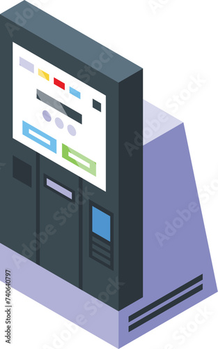 Monitor self service icon isometric vector. Check monitor. Machine screen