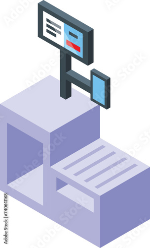 Cart machine screen icon isometric vector. Cashier self service. Device scanner