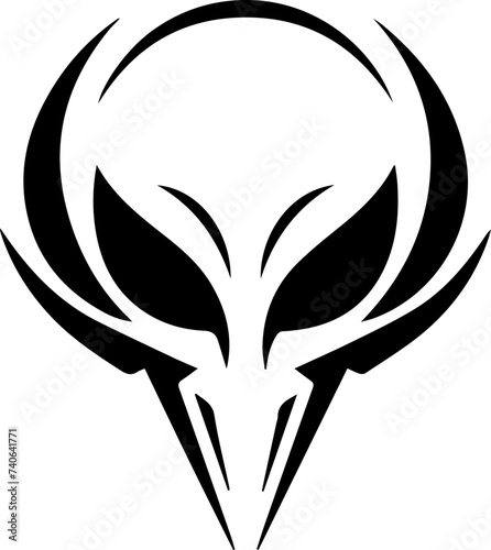 Vector illustration of an alien head in a minimalist style, ideal for logo and branding.