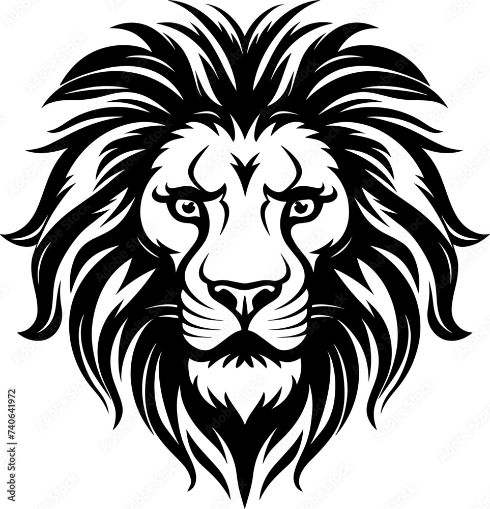 Vector logo illustration featuring a black silhouette of a lion in a minimalist style, ideal for sleek and powerful branding.