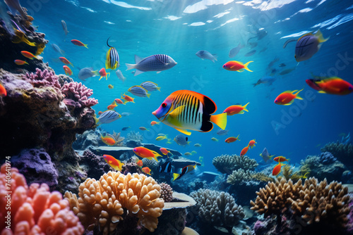 fish swimming on the coral reef