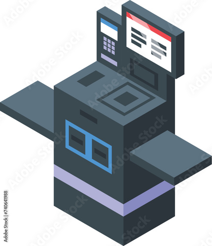 Scan counter store icon isometric vector. Self service. Panel device
