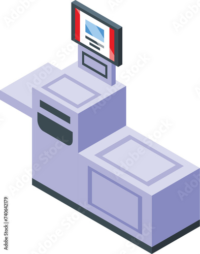Device self service icon isometric vector. Panel device. Self scan product