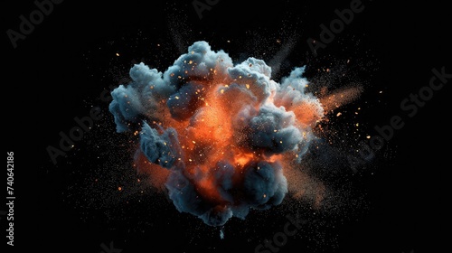 Explosion with dark background, abstract, texture for backgrounds, Generative AI