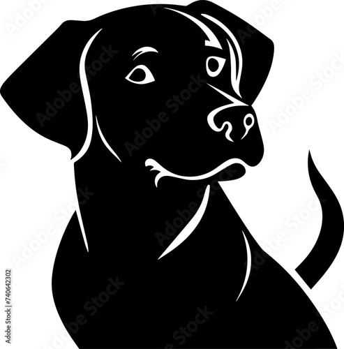 Vector illustration of a black logo featuring the silhouette of a cute dog, ideal for charming and friendly branding.