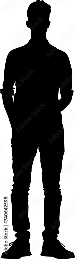 Vector illustration showcasing a black silhouette of a man in full ...