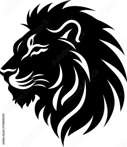 Vector logo illustration featuring a black silhouette of a lion in a minimalist style, ideal for sleek and powerful branding.