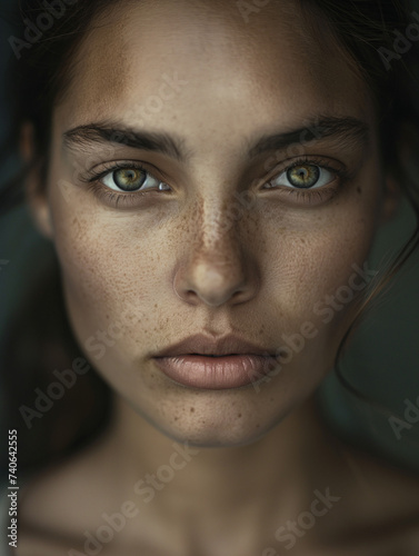 Woman with freckles and green eyes
