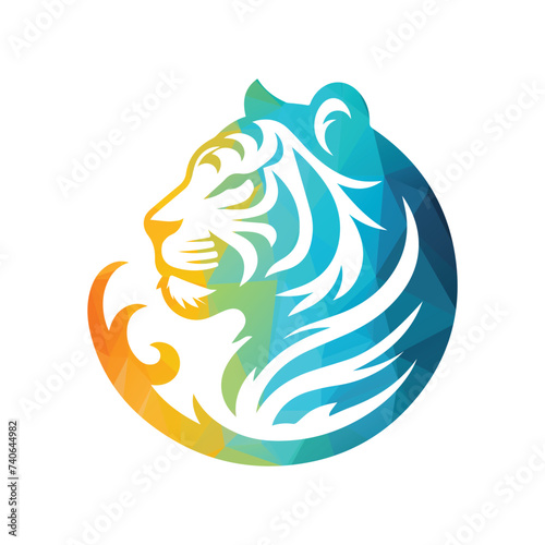 Roaring tiger logo design vector illustration