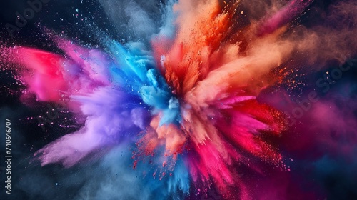 explosion of colorful colors, holi. photo