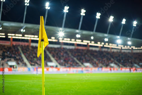 Obraz na płótnie Corner of football pitch at the stadium during the match. w salonie