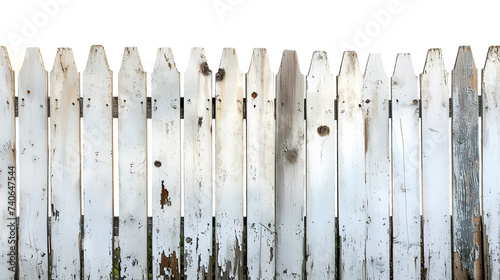 Old Painted White Wooden Fence White Background Vintage Weathered Texture Distressed Retro, Generative Ai

