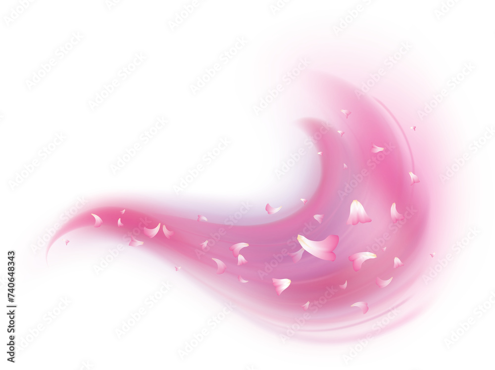 Pink fragrance wind swirl with flower petals Pink fragrance wind swirl with flower petals