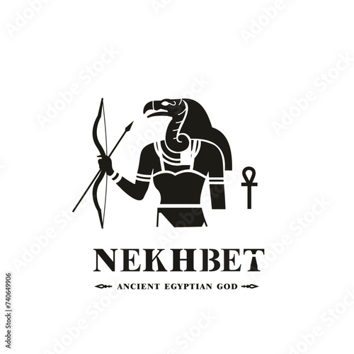 Ancient egyptian god nekhbet silhouette, middle east god Logo