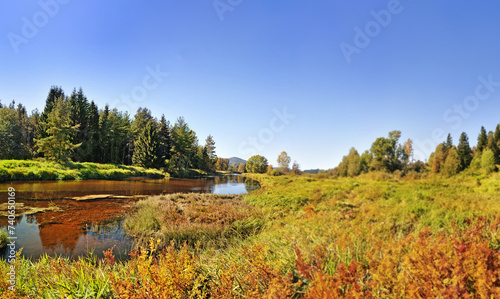 autumnal landscape, river Vltava, Czech republic, Europe